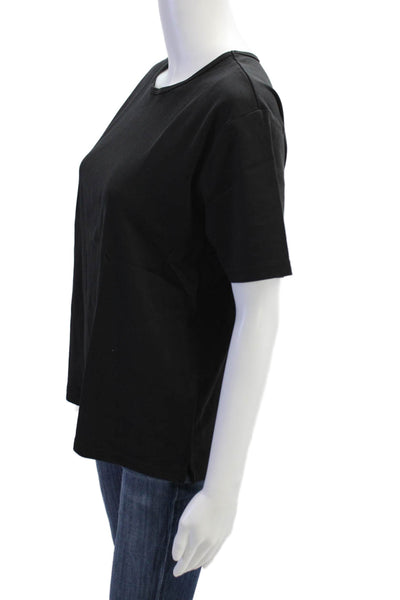 Talbots Women Basic Cotton Crew Neck Short Sleeve T-Shirt Black Size L