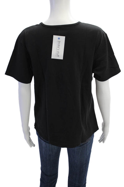 Talbots Women Basic Cotton Crew Neck Short Sleeve T-Shirt Black Size L
