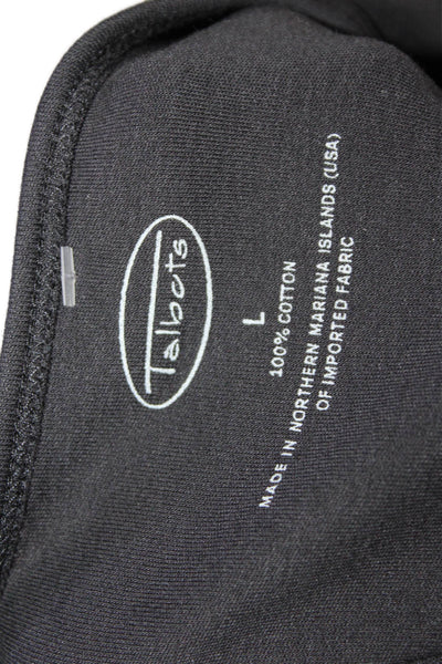 Talbots Women Basic Cotton Crew Neck Short Sleeve T-Shirt Black Size L