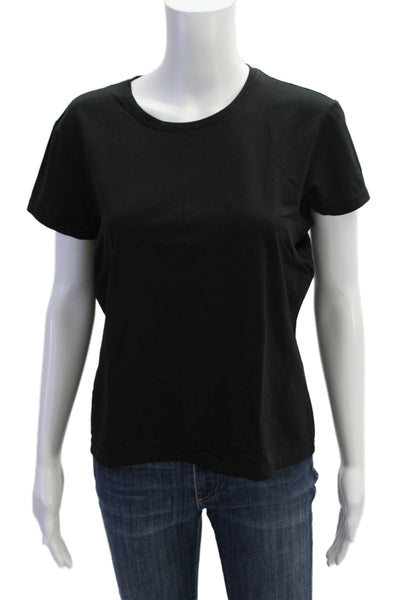 Banana Republic Women Black Basic T-Shirt Short Sleeve Crew Neck Size L
