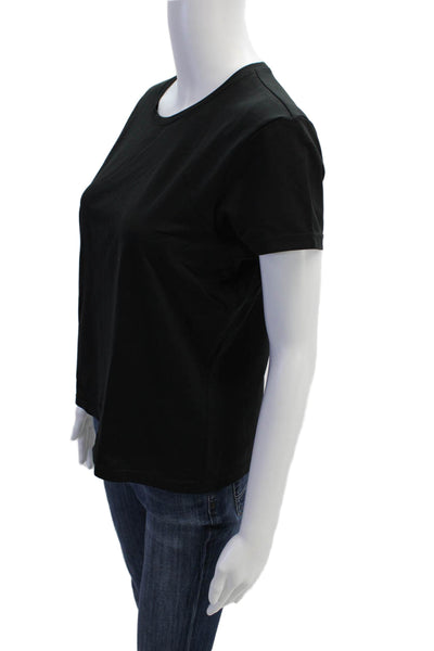 Banana Republic Women Black Basic T-Shirt Short Sleeve Crew Neck Size L