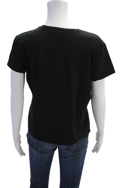 Banana Republic Women Black Basic T-Shirt Short Sleeve Crew Neck Size L