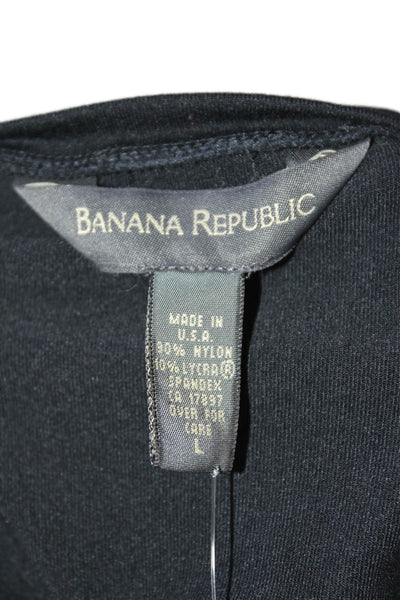 Banana Republic Women Black Basic T-Shirt Short Sleeve Crew Neck Size L