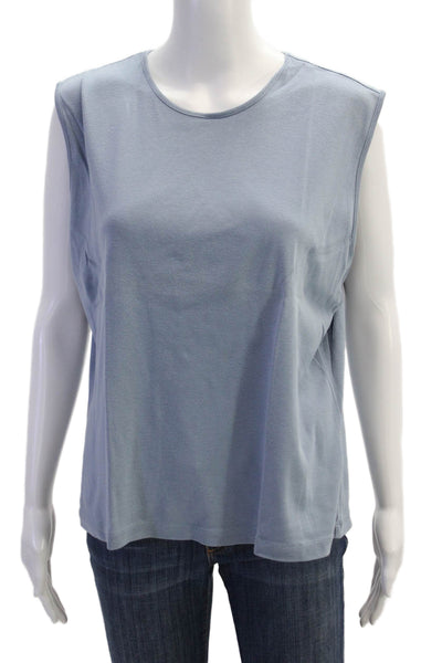 Banana Republic Women Basic Light Blue Sleeveless Tank Crew Neck Nylon Size XL