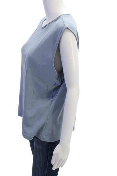 Banana Republic Women Basic Light Blue Sleeveless Tank Crew Neck Nylon Size XL