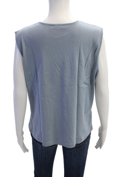 Banana Republic Women Basic Light Blue Sleeveless Tank Crew Neck Nylon Size XL