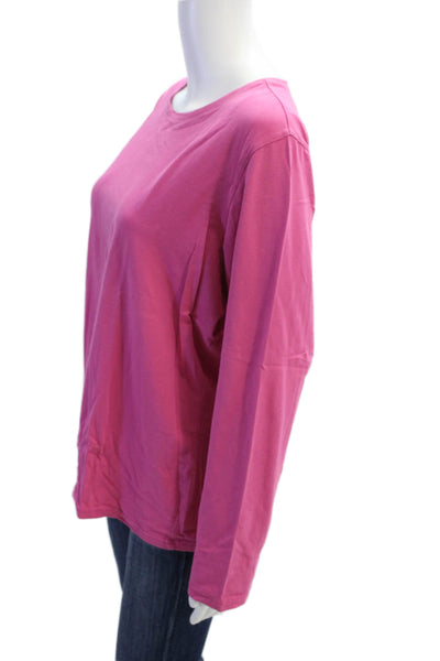 Talbots Womens Pink Basic Long Sleeve Round Neck Cotton Spandex T-Shirt Size XL
