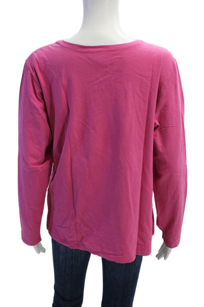 Talbots Womens Pink Basic Long Sleeve Round Neck Cotton Spandex T-Shirt Size XL