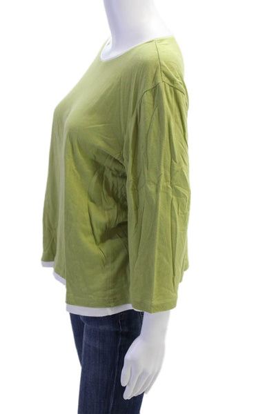 Talbots Women Basic Green 3/4 Sleeve Round Neck T-Shirt Size XL