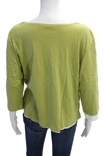Talbots Women Basic Green 3/4 Sleeve Round Neck T-Shirt Size XL