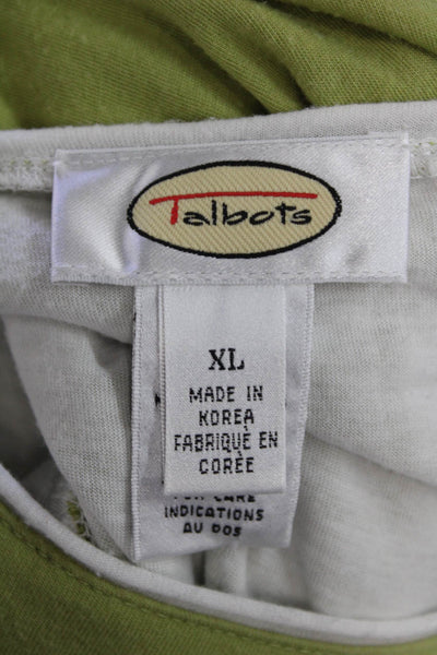 Talbots Women Basic Green 3/4 Sleeve Round Neck T-Shirt Size XL