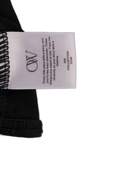 OW INTIMATES Women Cropped One-Shoulder Long Sleeve Top Black Size S
