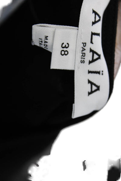 Alaia Women Blouson Black Mid-Calf Dress Round Neck Long Sleeve Size 38
