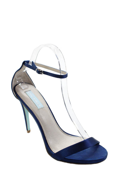 Betsey Johnson Womens Open Toe Ankle Strap High Heels Navy Size 9