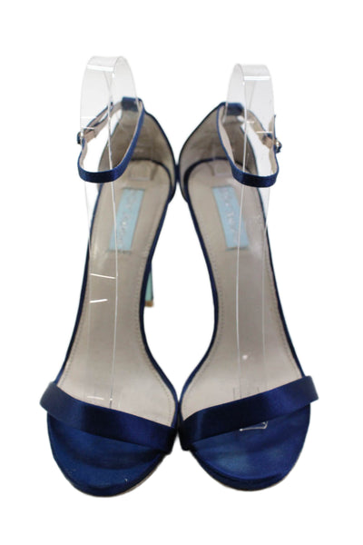 Betsey Johnson Womens Open Toe Ankle Strap High Heels Navy Size 9