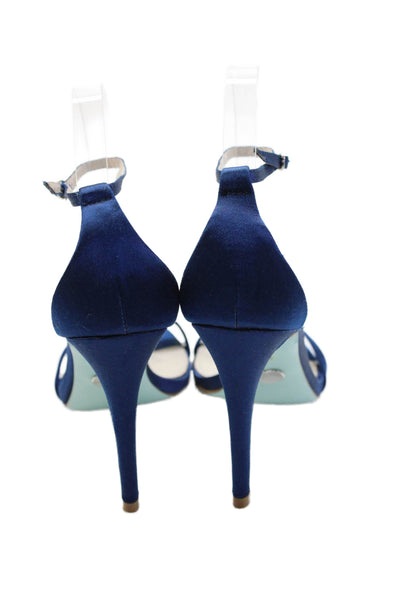 Betsey Johnson Womens Open Toe Ankle Strap High Heels Navy Size 9