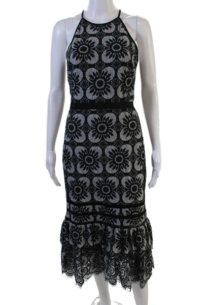 Banana Republic, Womens Bodycon Sheath Dress Black Floral High Neck Size 2