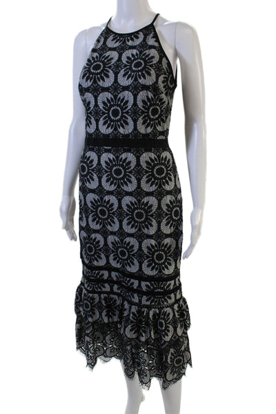 Banana Republic, Womens Bodycon Sheath Dress Black Floral High Neck Size 2