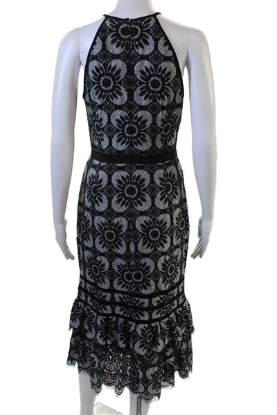 Banana Republic, Womens Bodycon Sheath Dress Black Floral High Neck Size 2