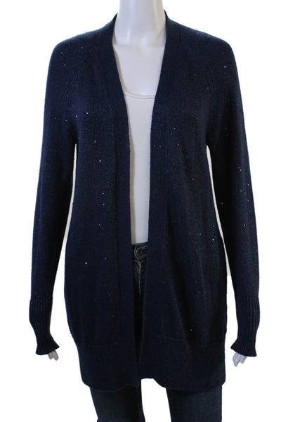 Banana Republic Women Cardigan Dark Blue Solid Long Sleeve Size S