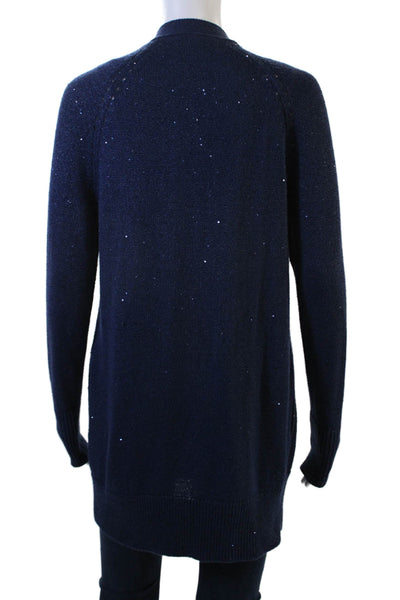 Banana Republic Women Cardigan Dark Blue Solid Long Sleeve Size S