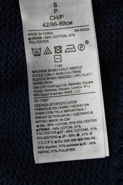 Banana Republic Women Cardigan Dark Blue Solid Long Sleeve Size S