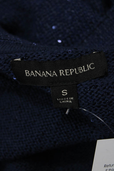 Banana Republic Women Cardigan Dark Blue Solid Long Sleeve Size S