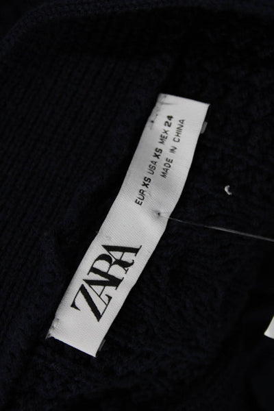Zara Unisex Dark Blue Cardigan Button V-Neck Long Sleeve Size XS