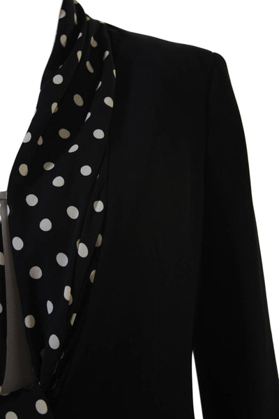 Zara Women Black Polka Dot Blazer V-Neck Tie Long Sleeve Size S