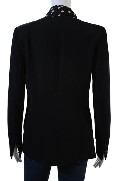 Zara Women Black Polka Dot Blazer V-Neck Tie Long Sleeve Size S