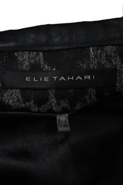 Elie Tahari Women Black Animal Print Virgin Wool Blend Blazer 3/4 Sleeve Size 2