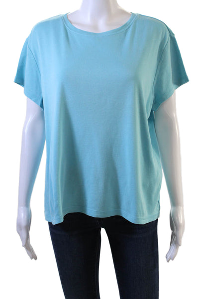 Talbots Women Jersey T-Shirt Light Blue 100% Pima Cotton Crew Neck Size XL
