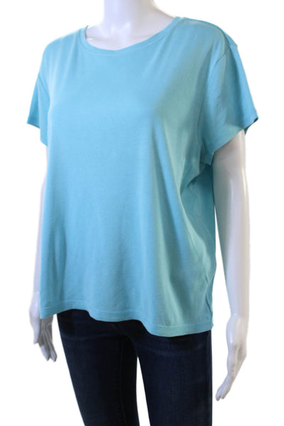 Talbots Women Jersey T-Shirt Light Blue 100% Pima Cotton Crew Neck Size XL