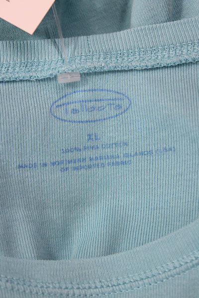 Talbots Women Jersey T-Shirt Light Blue 100% Pima Cotton Crew Neck Size XL