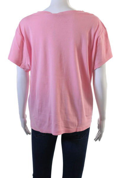 Talbots Women Basic Pink Crew Neck Short Sleeve Pima Cotton T-Shirt Size XL