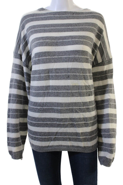 Allsaints Unisex Gray Striped Crew Neck Pullover Sweater Long Sleeve Size M