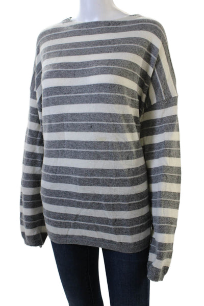 Allsaints Unisex Gray Striped Crew Neck Pullover Sweater Long Sleeve Size M