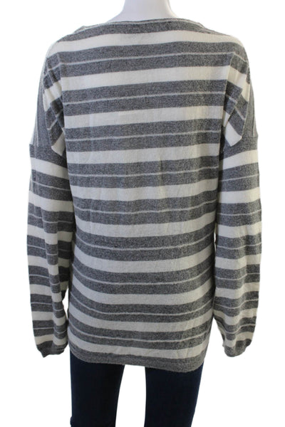 Allsaints Unisex Gray Striped Crew Neck Pullover Sweater Long Sleeve Size M