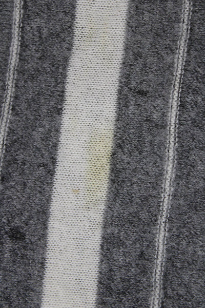 Allsaints Unisex Gray Striped Crew Neck Pullover Sweater Long Sleeve Size M