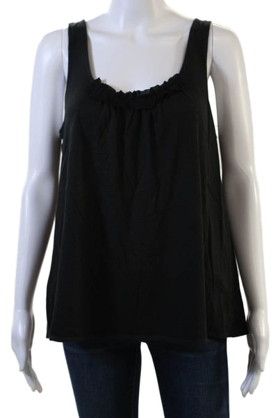 J Crew Women Black Basic Sleeveless Tank Cotton Blend Round Neck Size S