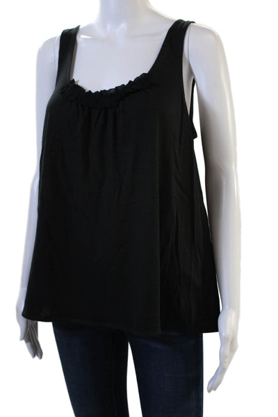 J Crew Women Black Basic Sleeveless Tank Cotton Blend Round Neck Size S