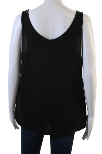 J Crew Women Black Basic Sleeveless Tank Cotton Blend Round Neck Size S