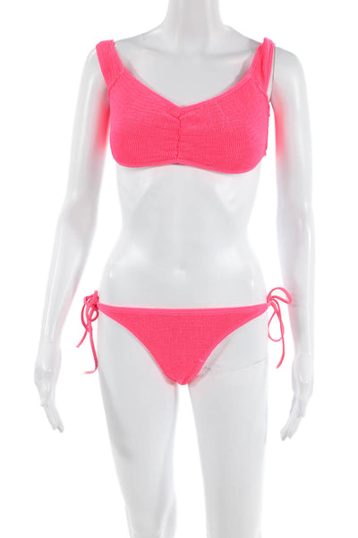 L Space, Womens Bikini Set Pink Solid 93% Polyester 7% Spandex Size M