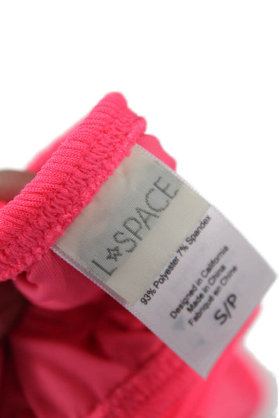 L Space, Womens Bikini Set Pink Solid 93% Polyester 7% Spandex Size M