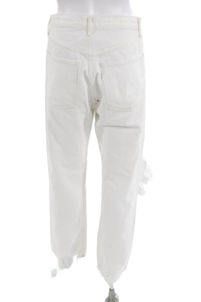 Agolde Unisex Straight Jeans White Mid-Rise 27in Inseam Size 25