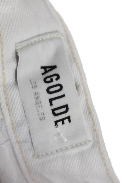 Agolde Unisex Straight Jeans White Mid-Rise 27in Inseam Size 25