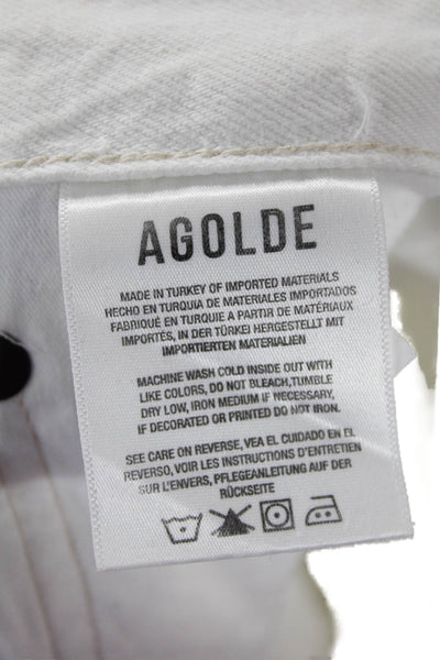 Agolde Unisex Straight Jeans White Mid-Rise 27in Inseam Size 25