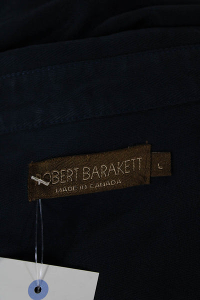 Robert Barakett Men's Button Down Casual Long Sleeves Shirt Navy Blue Size L