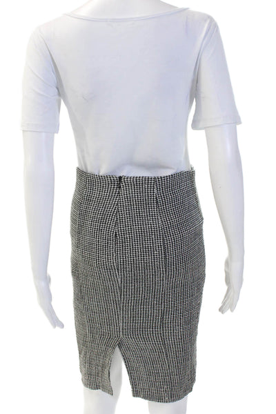 Emporio Armani Women Straight Pencil Skirt Black Check Knee Length Size S