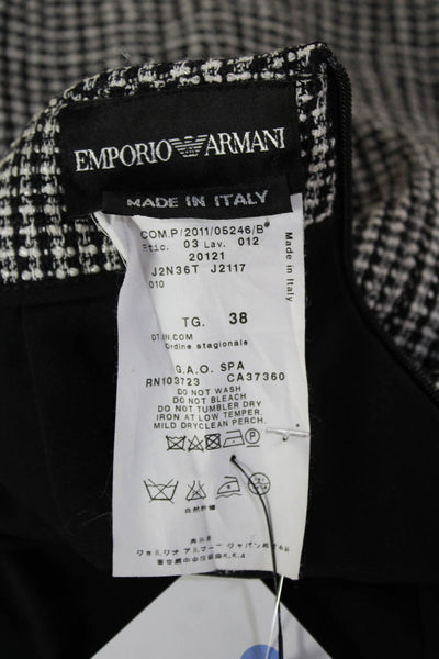 Emporio Armani Women Straight Pencil Skirt Black Check Knee Length Size S